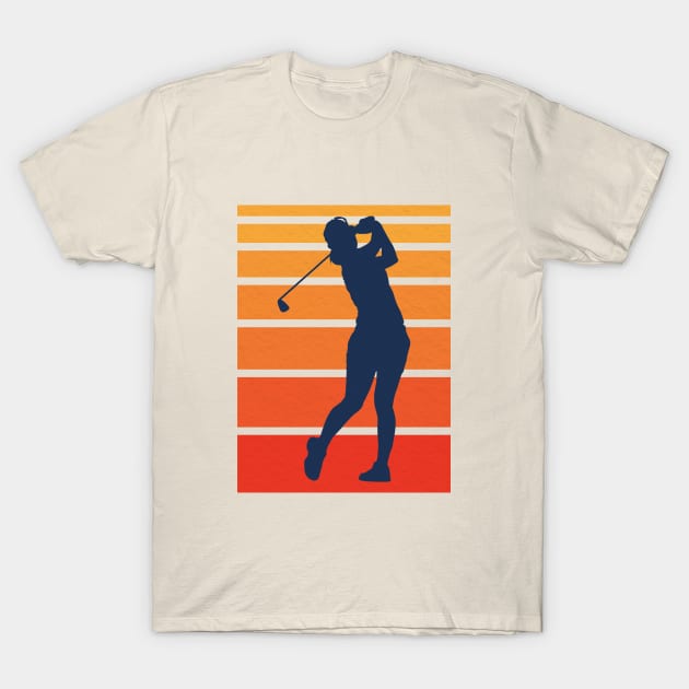 Vintage Women Golf Silhouette T-Shirt by crissbahari